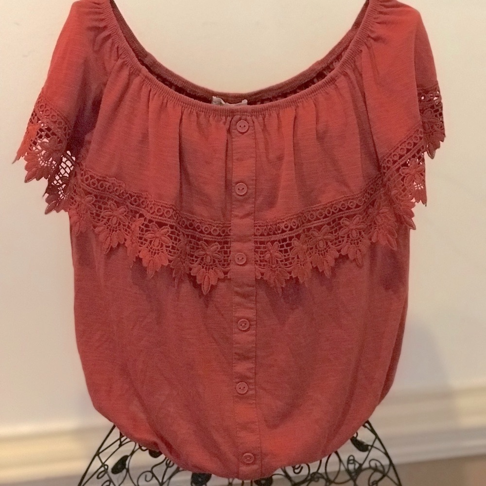 PAPER & TEE short lace top